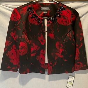Jessica Howard Black and Red Floral Blazer